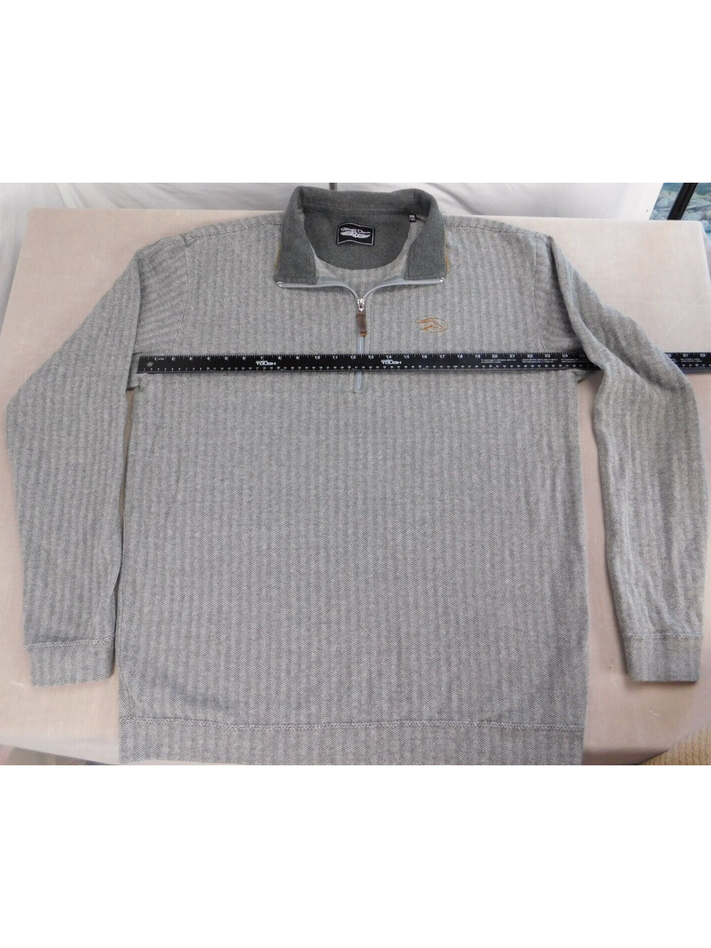 Straight Down Pullover Golf Sweater Men's XXL 1/4 Zip Gray Chevron Flying Horse